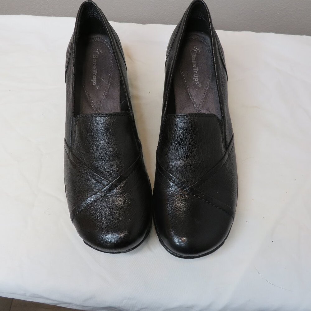 BareTraps Slip on Leather Black Wedge Shoes‎